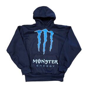 Vintage Y2K Monster Energy Motocross Grunge Emo Blue Large Hoodie